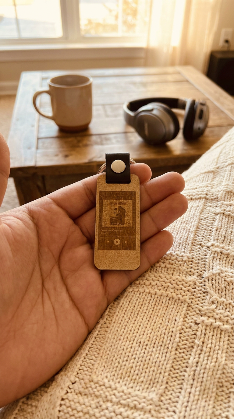 Llavero NFC Spotify de Madera Personalizado — Toca para Reproducir Cualquier Canción 🎵🪵
