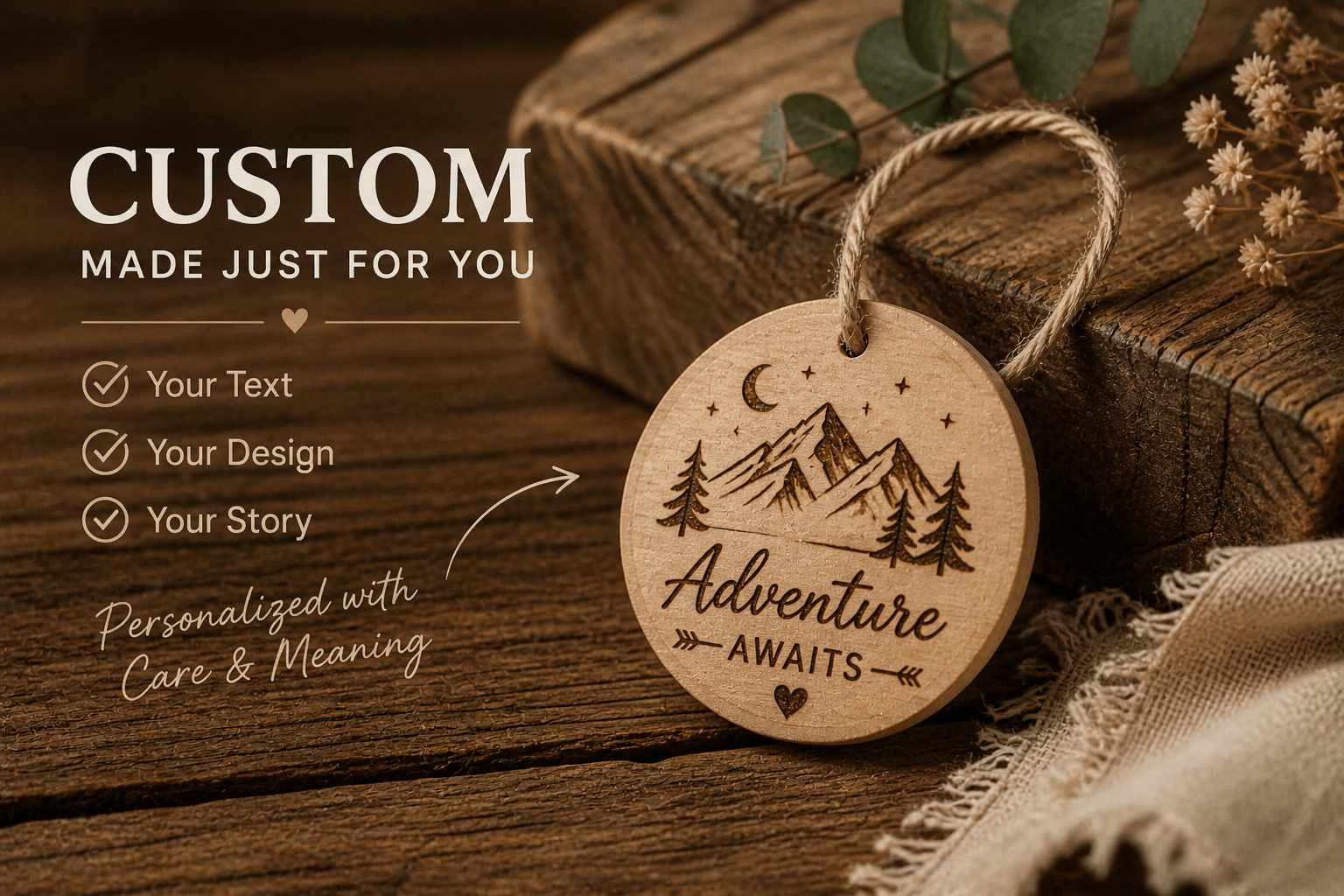 Custom All - Natural Wood Engraving | Handmade Outdoor Nature Gift - Orgingrain.co