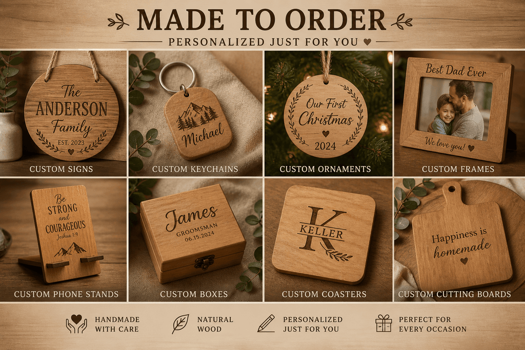 Custom Wood Engraving Accessories | Handmade Natural Wood Gifts - Orgingrain.co